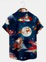 Men's Santa Sleigh Elk Print Short Sleeve Hawaiian Shirt