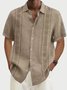 Men's Casual Basics Geometric Short Sleeve Shirt Printed Short Sleeve Cotton Linen Shirt