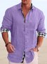 Men's Casual Simple Plaid Contrast Print Lapel Long Sleeve Shirt