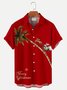 Royaura Men's Elk Coconut Tree Print Short Sleeve Christmas Hawaiian Shirt