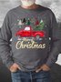 Men Christmas Tree Truck Crew Neck Casual Regular Fit Sweatshirt