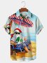 Men's Holiday Hawaiian Shirts Santa Cartoon Beach Vacation Wrinkle Free Seersucker Shirts