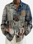 Men's Vintage Casual Long Sleeve Shirts Abstract Texture Natural Fiber Blend Plus Size Shirts