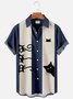 Men's Vintage Bowling Cat Hawaiian Vacation Short Sleeve Shirt