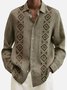 Men's Vintage Cotton Linen Shirts Geometric Art Breathable Plus Size Tops