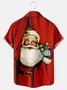 Royaura Men's Christmas Santa Claus Print Short Sleeve Shirts Tuckless Big and Tall Shirts
