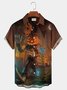 Royaura Men's Halloween Pumpkin Hawaiian Short Sleeve Shirt Button Up