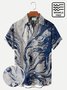Royaura Men's Vintage Textured Print Aloha Shirts Seersucker Button Up Big and Tall Shirts