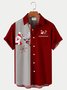 Royaura Men's Creative Christmas Stitching Striped Short Sleeve Shirt with Pockets