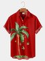 Royaura Men's Holiday Coconut Tree Christmas Hawaiian Button Short Sleeve Shirt