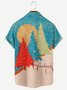 Royaura Men's Vintage Christmas Tree Print Short Sleeve Shirts Breathable Big and Tall Shirts