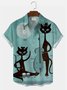Hawaiian Retro Abstract Cat Elements Men's Casual Short-sleeved Shirt