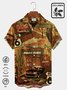 Royaura Men's Vintage 60s Shirts Route 66 Vintage Car Cactus Cotton Linen Blend Aloha Shirts