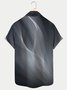Royaura Men's Men's Vintage Gradient Grey Line Print Short Sleeve Shirt Breathable Button Up Shirts