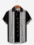 Royaura Men's Vintage Geometric Print Bowling Shirt Breathable Button Up Shirts