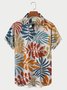 Royaura Men's Vintage Colorful Leaf Print Hawaiian Shirt Breathable Button Up Shirts