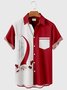 Royaura Men's Vintage Santa Christmas Hawaiian Button Short Sleeve Shirt