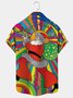 Royaura Men's Holiday Christmas Hippie Santa Hawaiian Button Short Sleeve Shirt