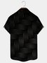 Royaura Men's Black Urban Fashion Casual Shirts Geometric Art Anti-Wrinkle Plus Size Hawaiian Shirts