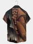 Royaura Men's Casual Shirt Buddha Lapel Hawaiian Short Sleeve Shirt