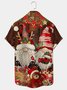 Royaura Men's Holiday Christmas Gnomes Dwarf Gift Hawaiian Short Sleeve Button Up Shirt