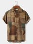 Royaura Men's Vintage Shirt Geometric Lapel Short Sleeve Shirt