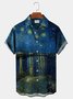 Royaura Men's Casual Shirt Van Gogh Starry Night Lapel Hawaiian Short Sleeve Shirt