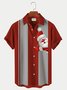 Royaura Men's Christmas Bowling Shirt Santa Cartoon Wrinkle Free Plus Size Hawaiian Shirts