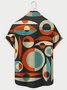 Royaura Men's Vintage Geometric Art Print Hawaiian Shirt Breathable Big and Tall Shirts