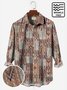 Royaura Men's Vintage Shirt Geometric Texture Lapel Hawaiian Long Sleeve Shirt