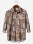 Royaura Men's Vintage Shirt Geometric Texture Lapel Hawaiian Long Sleeve Shirt