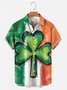Royaura Men's St. Patrick's Day Shamrock Print Bowling Shirt Seersucker Plus Size Shirt
