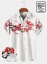 Royaura Japanese Retro Casual Men's Shirts Plum Blossom Art Wrinkle Free Seersucker Large Size Hawaiian Shirts
