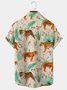 Royaura Tiger Beach Print Men's Hawaiian Short Sleeve Shirt Wrinkle-Free Shirt