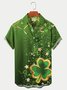 St. Patrick's Day Shamrock Print Men's Hawaiian Shirts Casual Comfortable Plus Size Shirts