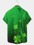 Royaura Festive Green St. Patrick's Clover Men's Hawaiian Short Sleeve Shirt