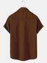 Men's Deep Brown Vintage Car Illustration Casual Short Sleeve Shirt