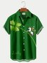 St. Patrick's Day Shamrock Unicorn Elf Print Men's Hawaiian Short Sleeve Plus Size Shirt