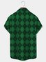Royaura Saint Patrick Men's Shamrock Summer Green Plaid Hawaiian Short Sleeve Shirt