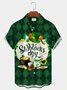 Royaura Saint Patrick Men's Shamrock Summer Green Plaid Hawaiian Short Sleeve Shirt