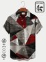 Royaura Mid-Century Triangle Geometric Pattern Print Men's Casual Hawaiian Shirts Cotton Linen Oversize Shirts