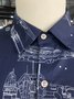 Royaura Men's Spaceships Aerospace Machine Print Casual Short Sleeve Hawaiian Shirts