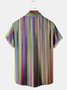Men's Coloful Stripes Casual Short Sleeve Shirt