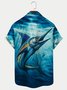 Royaura Marlin Sailfish Art Print Men's Hawaiian Shirt Seersucker Big and Tall Shirt