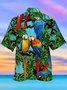 Royaura Parrot Graphic Men's Holiday Casual Hawaiian Short Sleeve Shirt