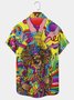 Royaura Vintage Casual Hippie Men's Hawaiian Shirts Stretch Easy Care Plus Size Music Art Aloha Shirts