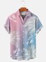 Royaura Multicolor Vacation Gradient Hawaiian Short Sleeve Seersucker Wrinkle Free Shirt Top