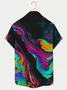 Royaura Colorful Marble Print Men's Hawaiian Short Sleeve Shirt Breathable Plus Size Shirt