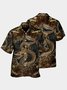 Royaura 50's Vintage Oriental Golden Dragon Hawaiian Shirt Stretch Oversized Collar Shirt