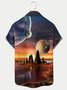 Royaura Space Hell Planet Print Men's Hawaiian Short Sleeve Shirt Seersucker Plus Size Shirt